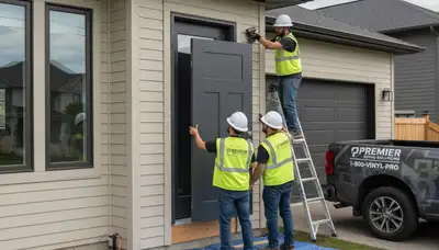 Professional door installation with vinyl siding exterior in Spokane, WA by Next Level Exteriors