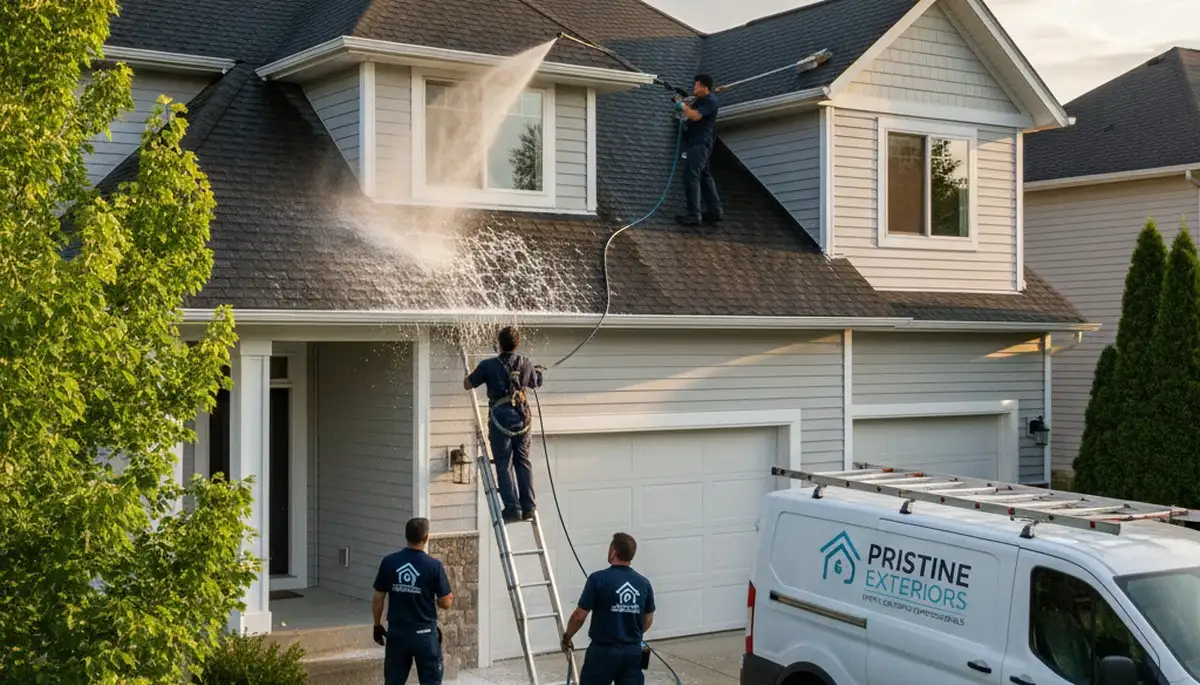 Roof cleaning service in Spokane, WA for moss, algae, and debris removal on residential roofs