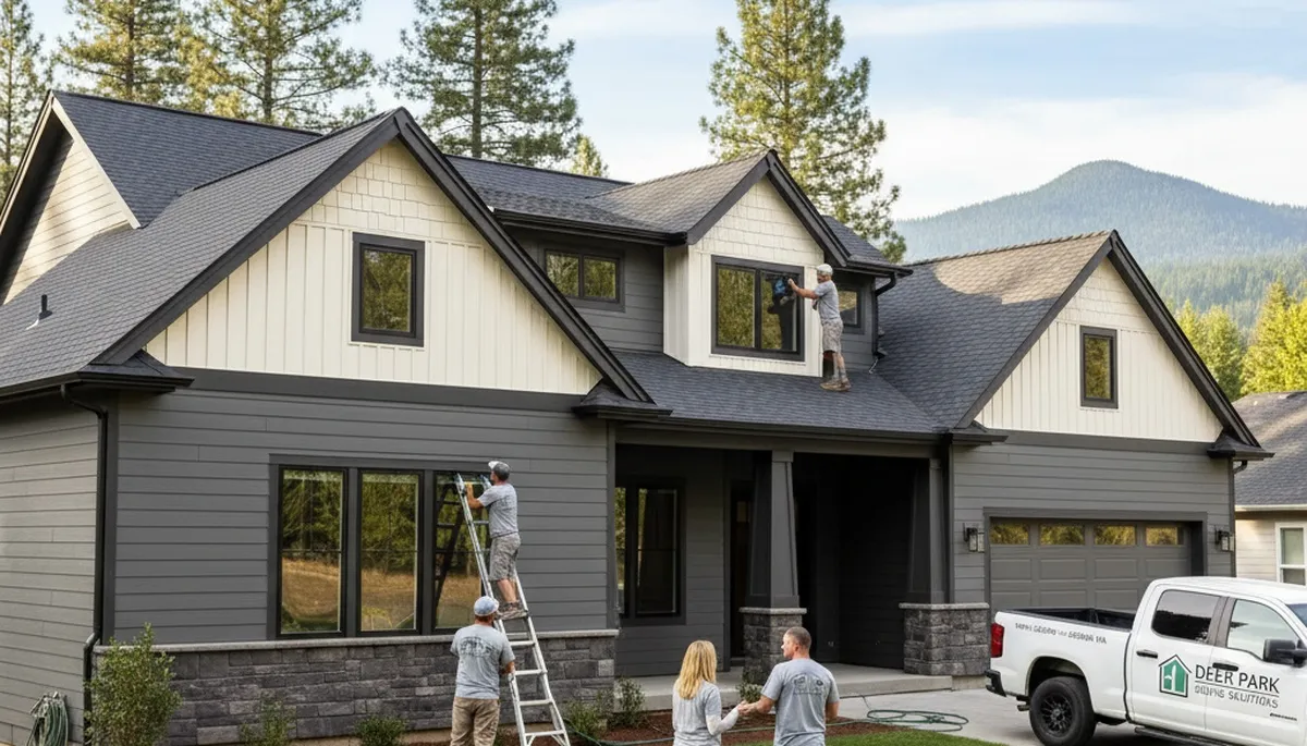 Vinyl siding installation on residential home exterior in Spokane, WA by local siding contractors