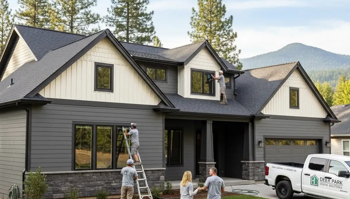 Vinyl siding installation on residential home exterior in Spokane, WA by local siding contractors