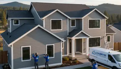 Vinyl siding installation on residential home exterior in Spokane, WA by local siding contractors