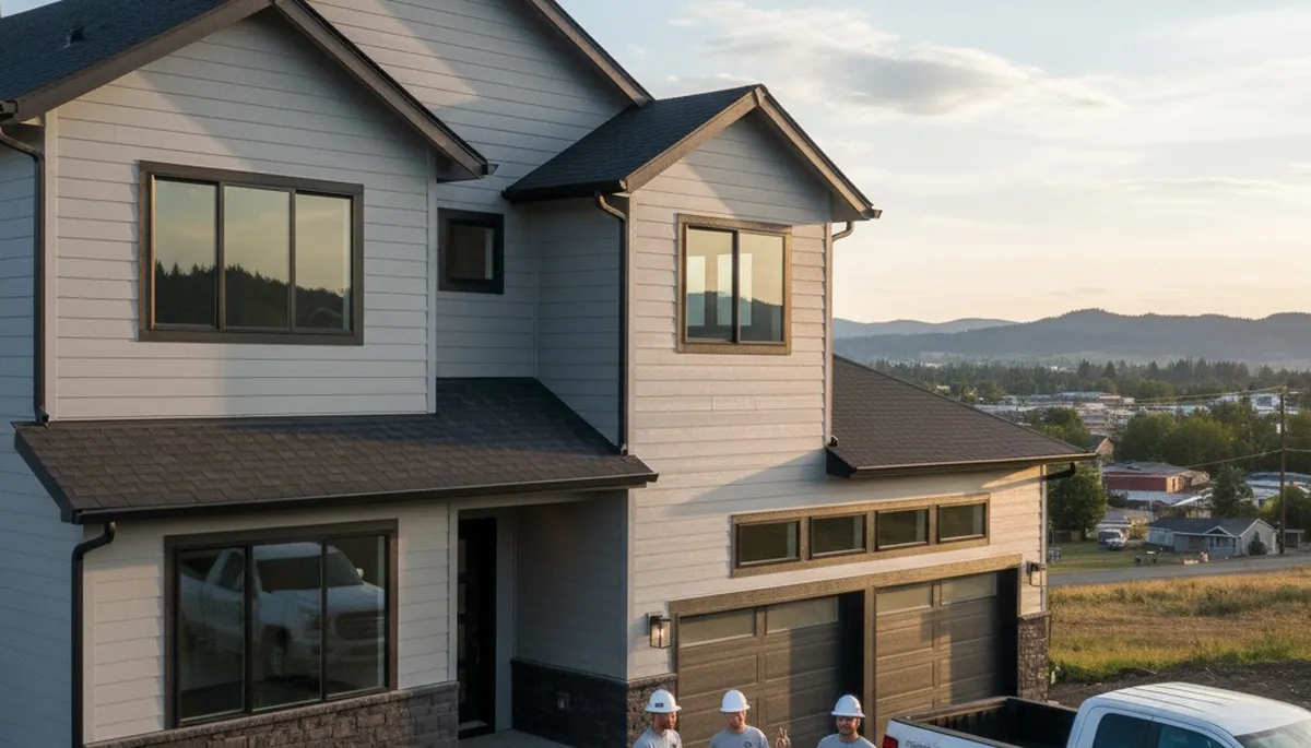 Vinyl siding installation on home exterior by professional contractors in Spokane, WA