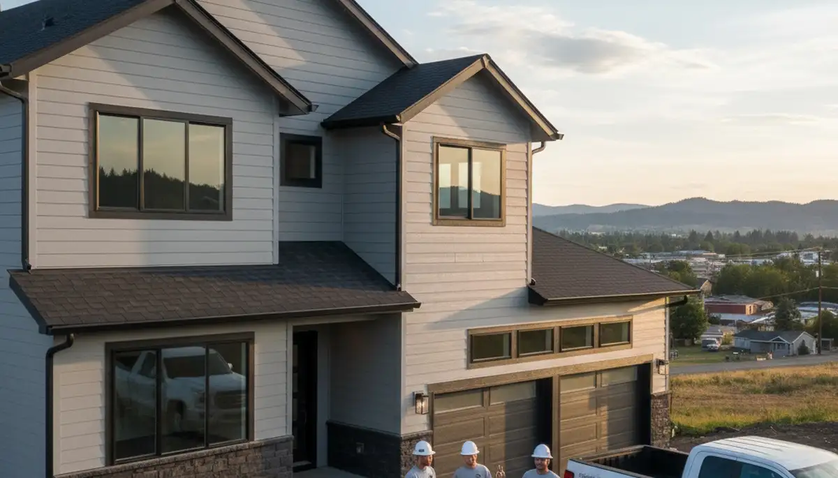 Vinyl siding installation on home exterior by professional contractors in Spokane, WA